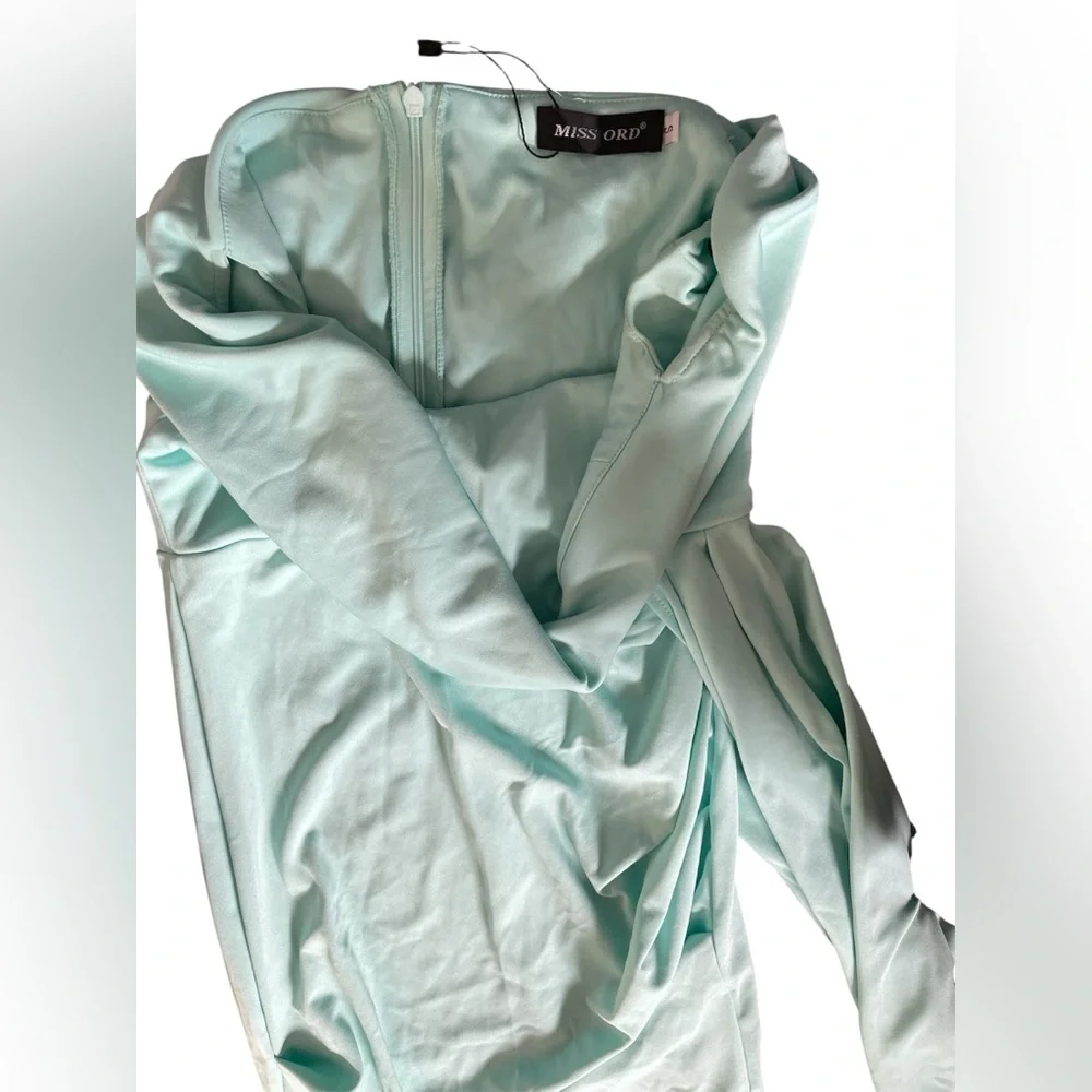 SHEIN Off-Shoulder Mint Maxi Maternity Dress - Picture 5 of 5